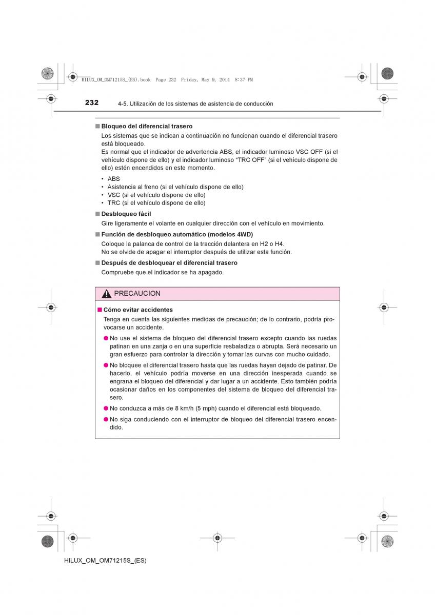 Toyota Hilux VII 7 manual del propietario / page 232