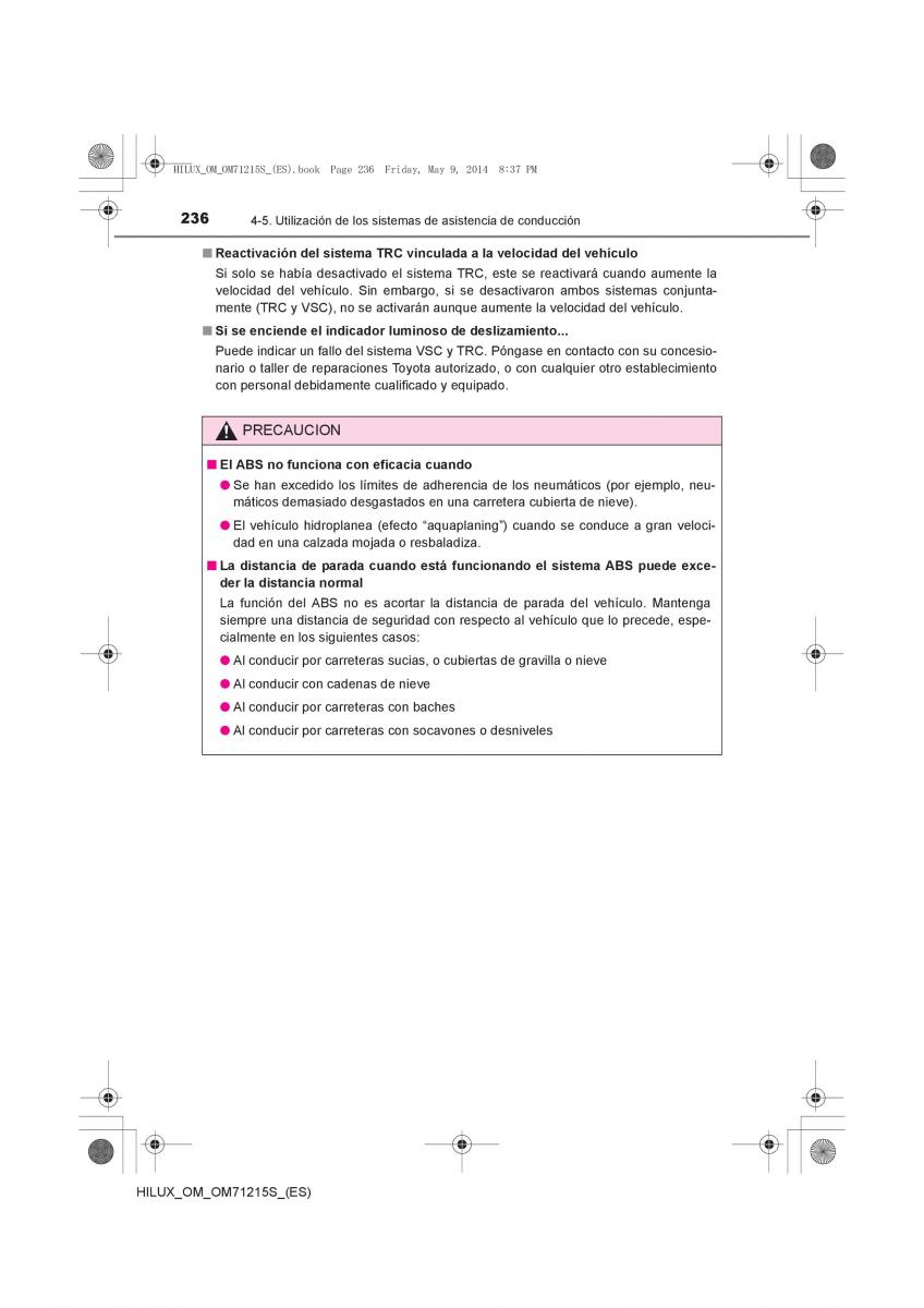 Toyota Hilux VII 7 manual del propietario / page 236