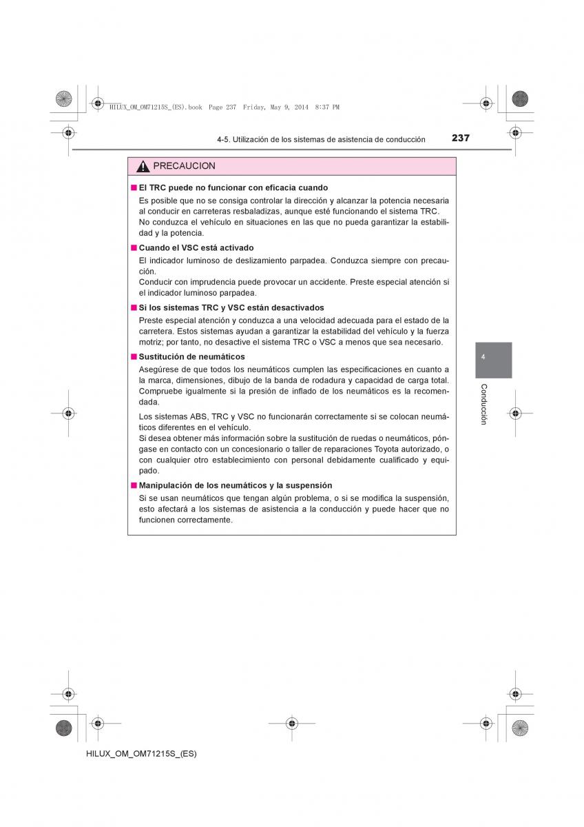 Toyota Hilux VII 7 manual del propietario / page 237