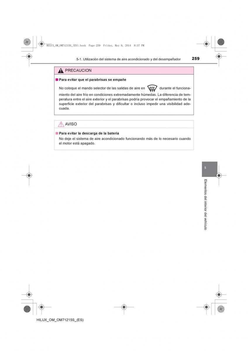 Toyota Hilux VII 7 manual del propietario / page 259