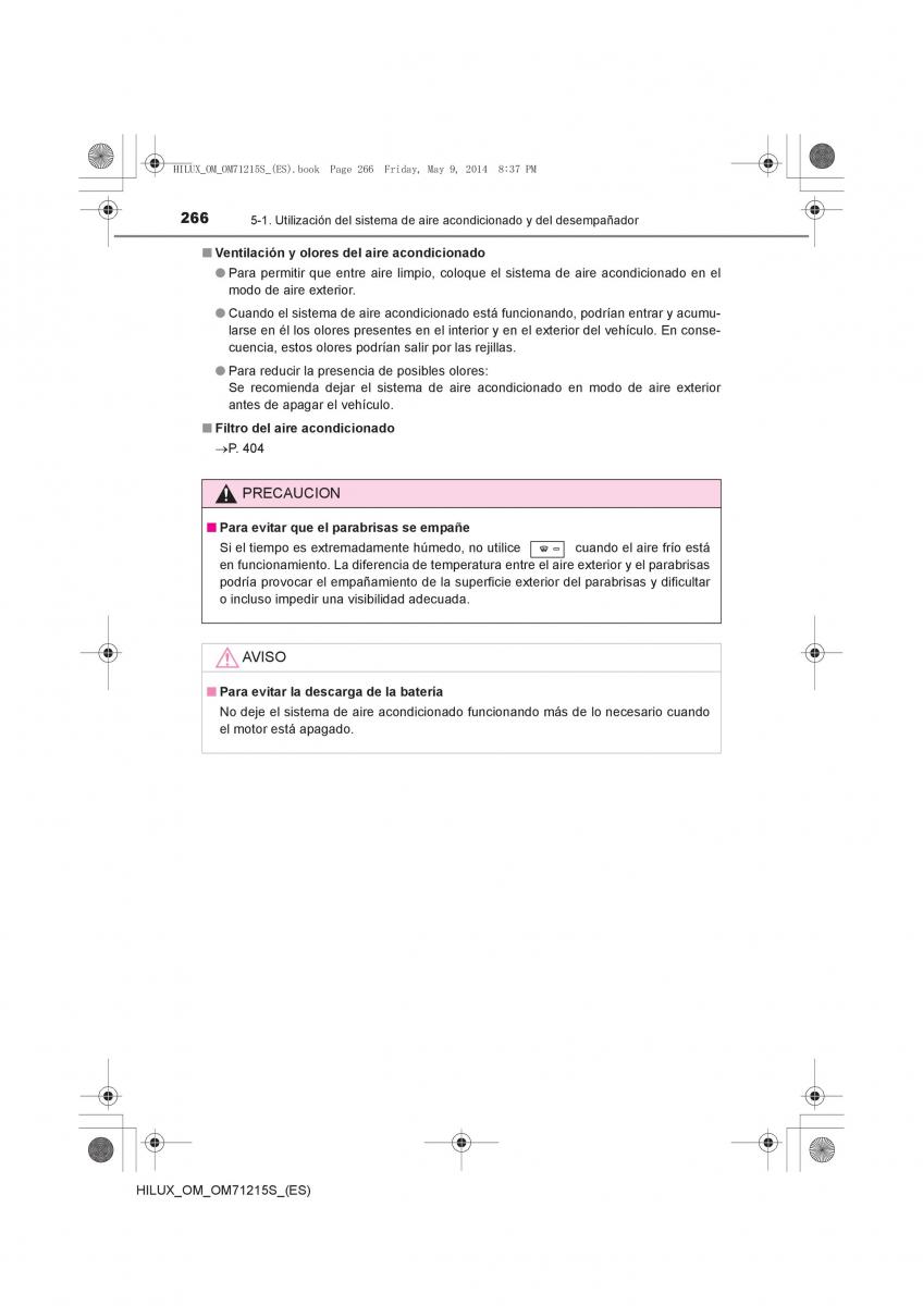 Toyota Hilux VII 7 manual del propietario / page 266