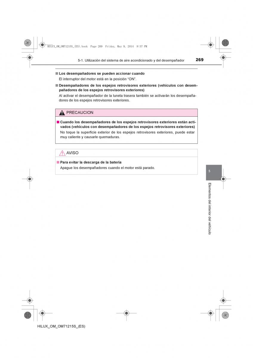 Toyota Hilux VII 7 manual del propietario / page 269