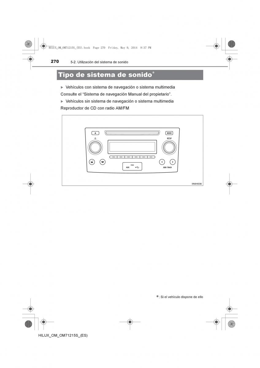 Toyota Hilux VII 7 manual del propietario / page 270