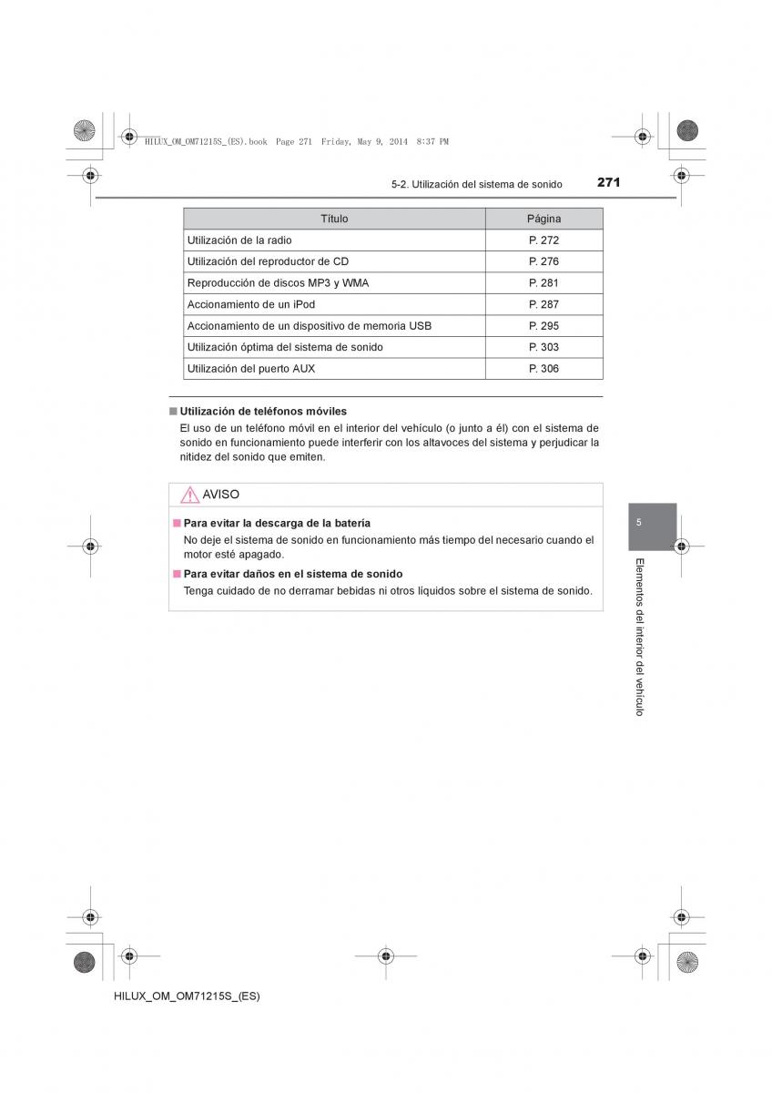 Toyota Hilux VII 7 manual del propietario / page 271