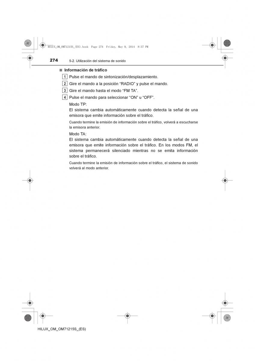 Toyota Hilux VII 7 manual del propietario / page 274