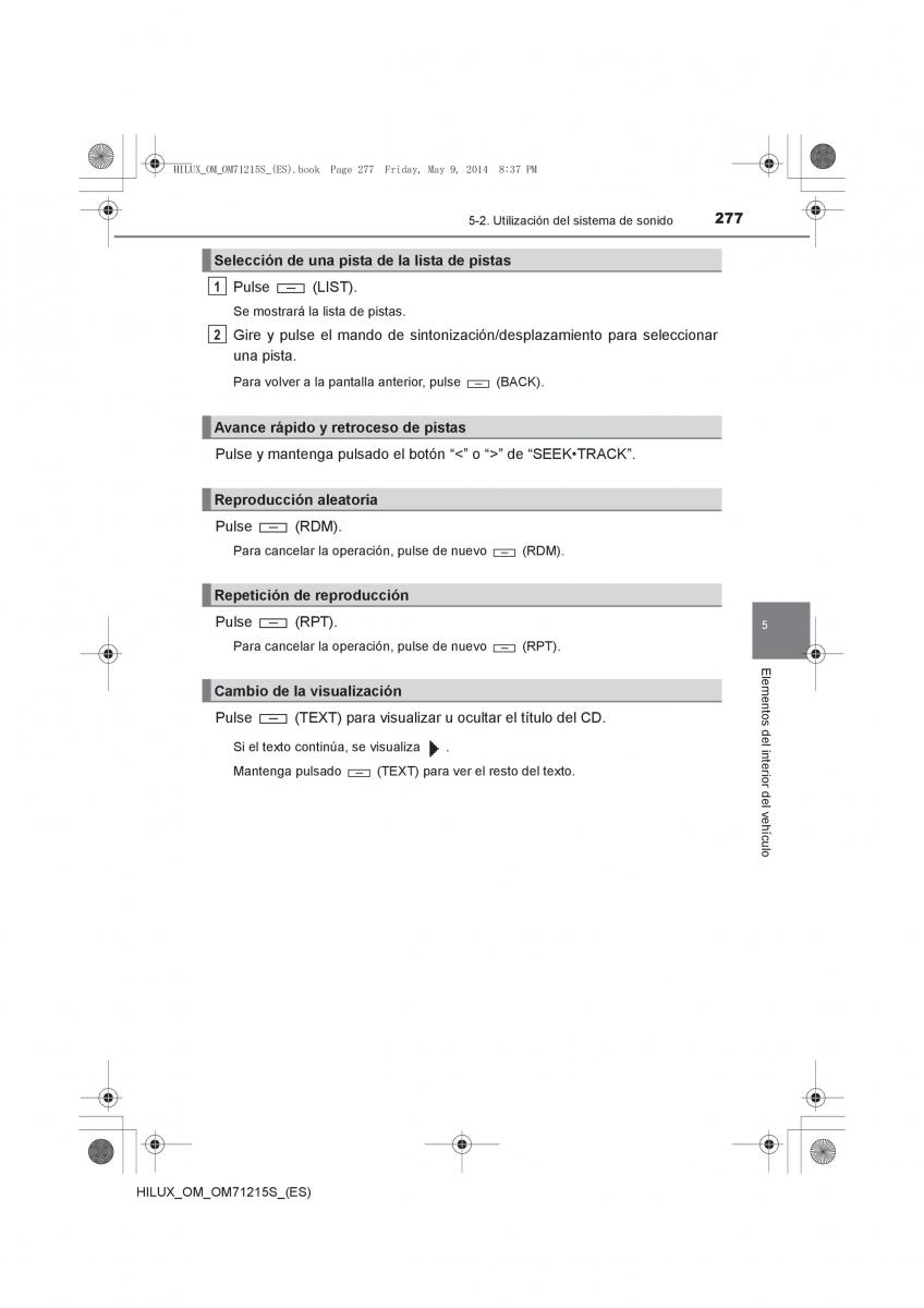 Toyota Hilux VII 7 manual del propietario / page 277