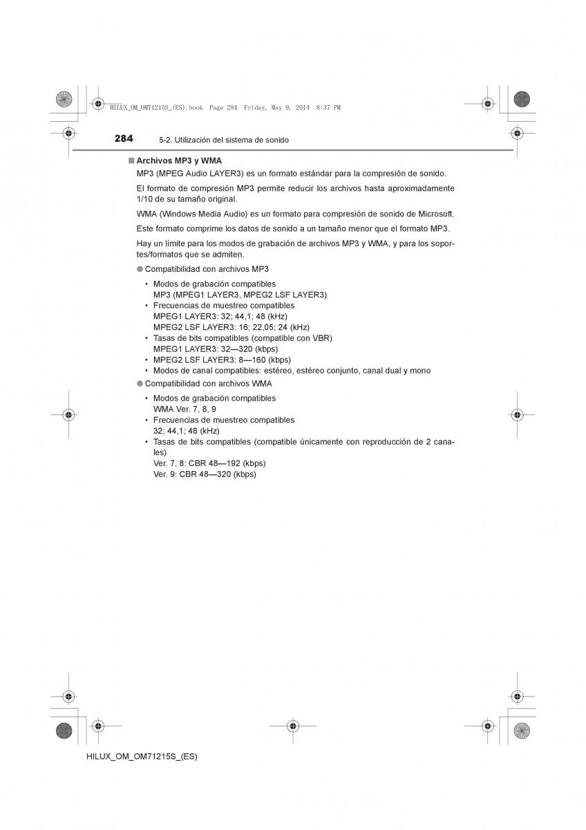 Toyota Hilux VII 7 manual del propietario / page 284