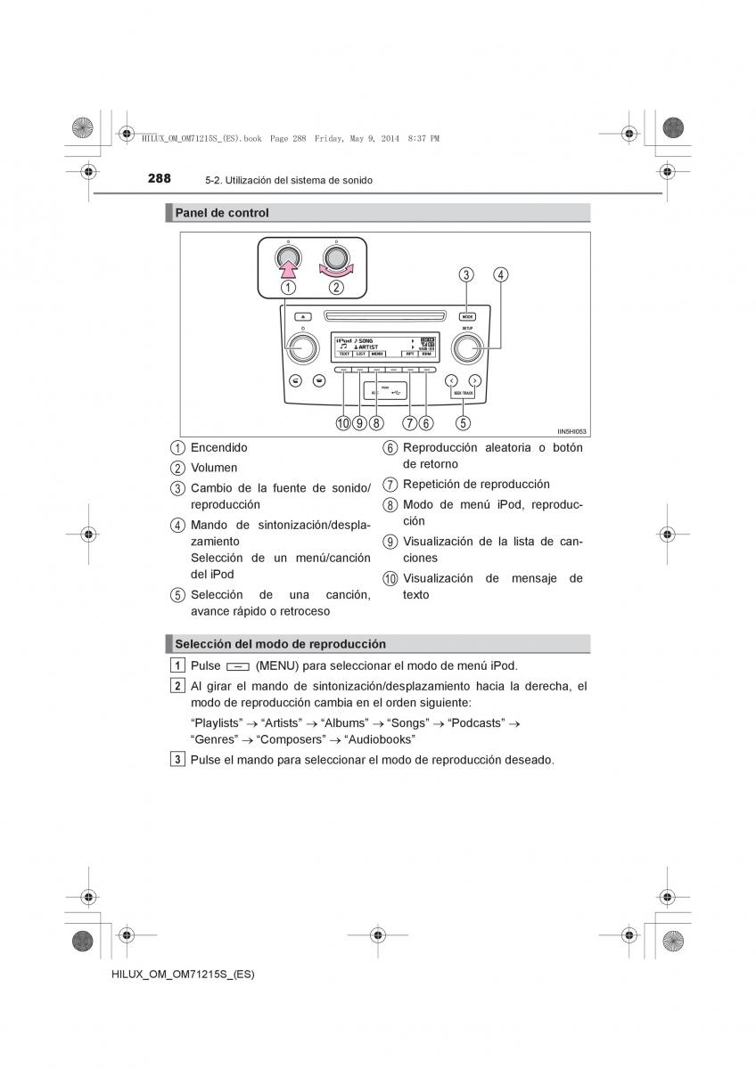 Toyota Hilux VII 7 manual del propietario / page 288