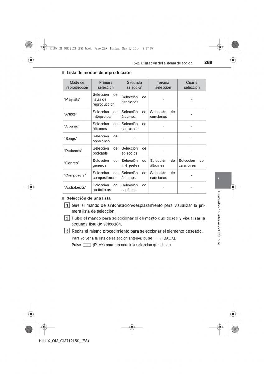 Toyota Hilux VII 7 manual del propietario / page 289