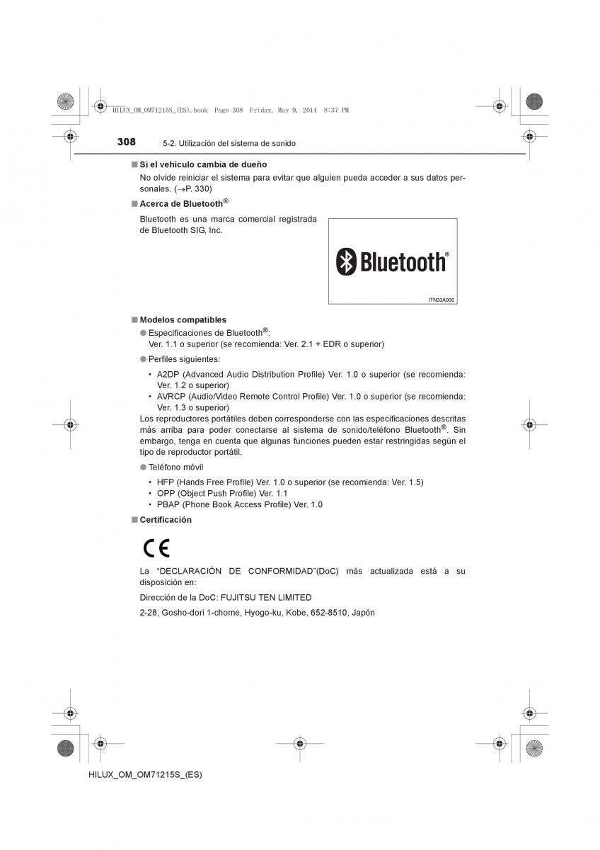 Toyota Hilux VII 7 manual del propietario / page 308