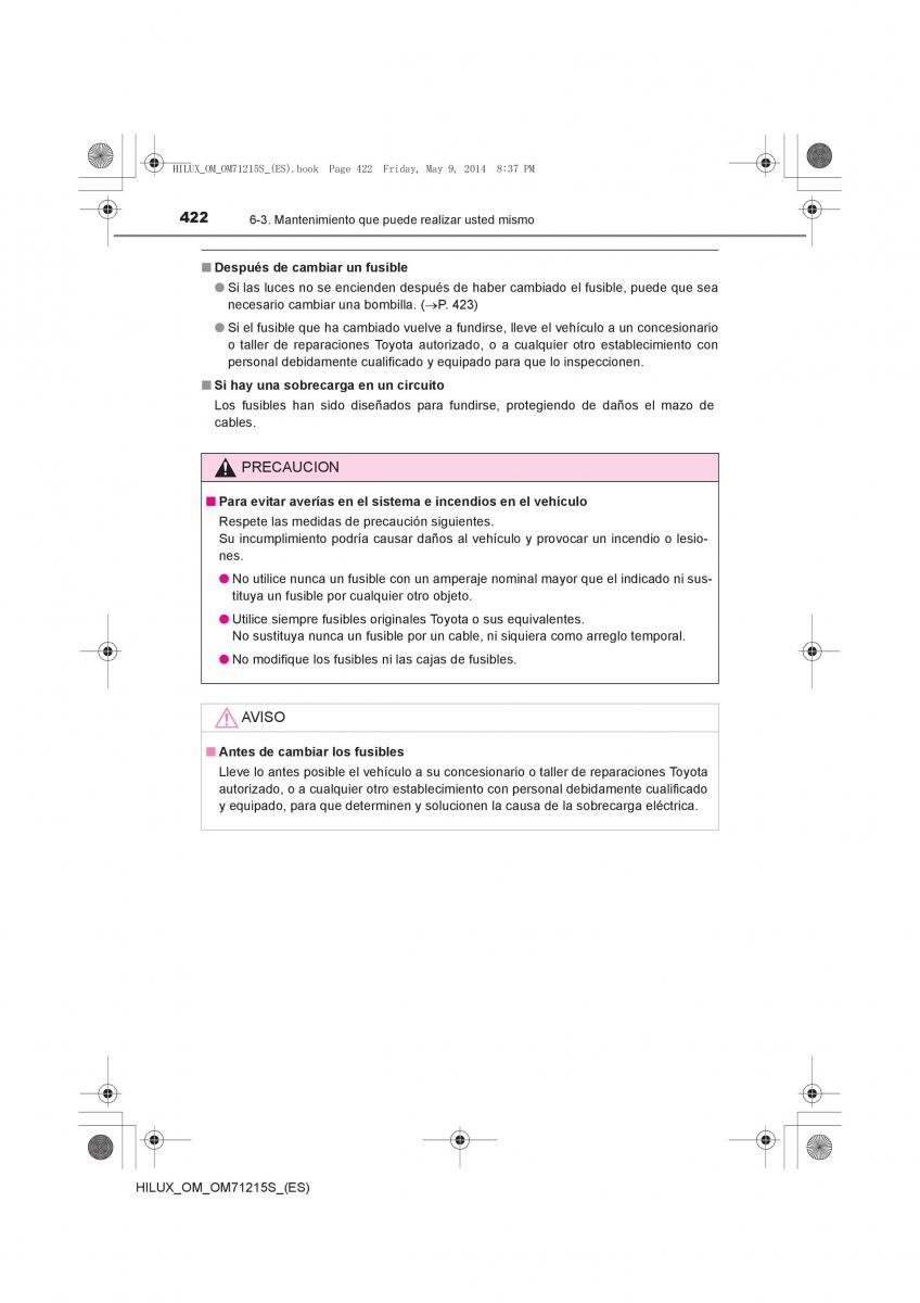 Toyota Hilux VII 7 manual del propietario / page 422