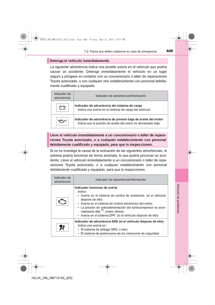 Toyota Hilux VII 7 manual del propietario / page 449