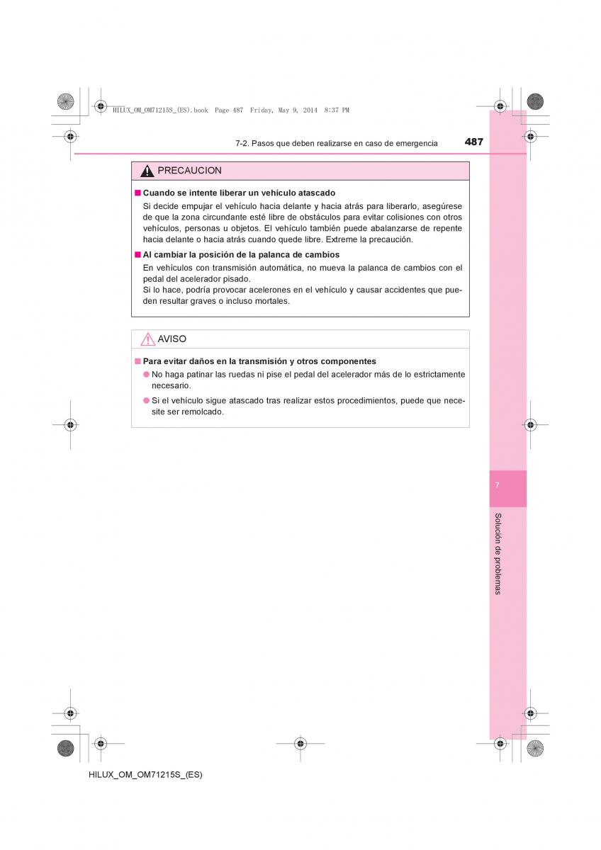 Toyota Hilux VII 7 manual del propietario / page 487