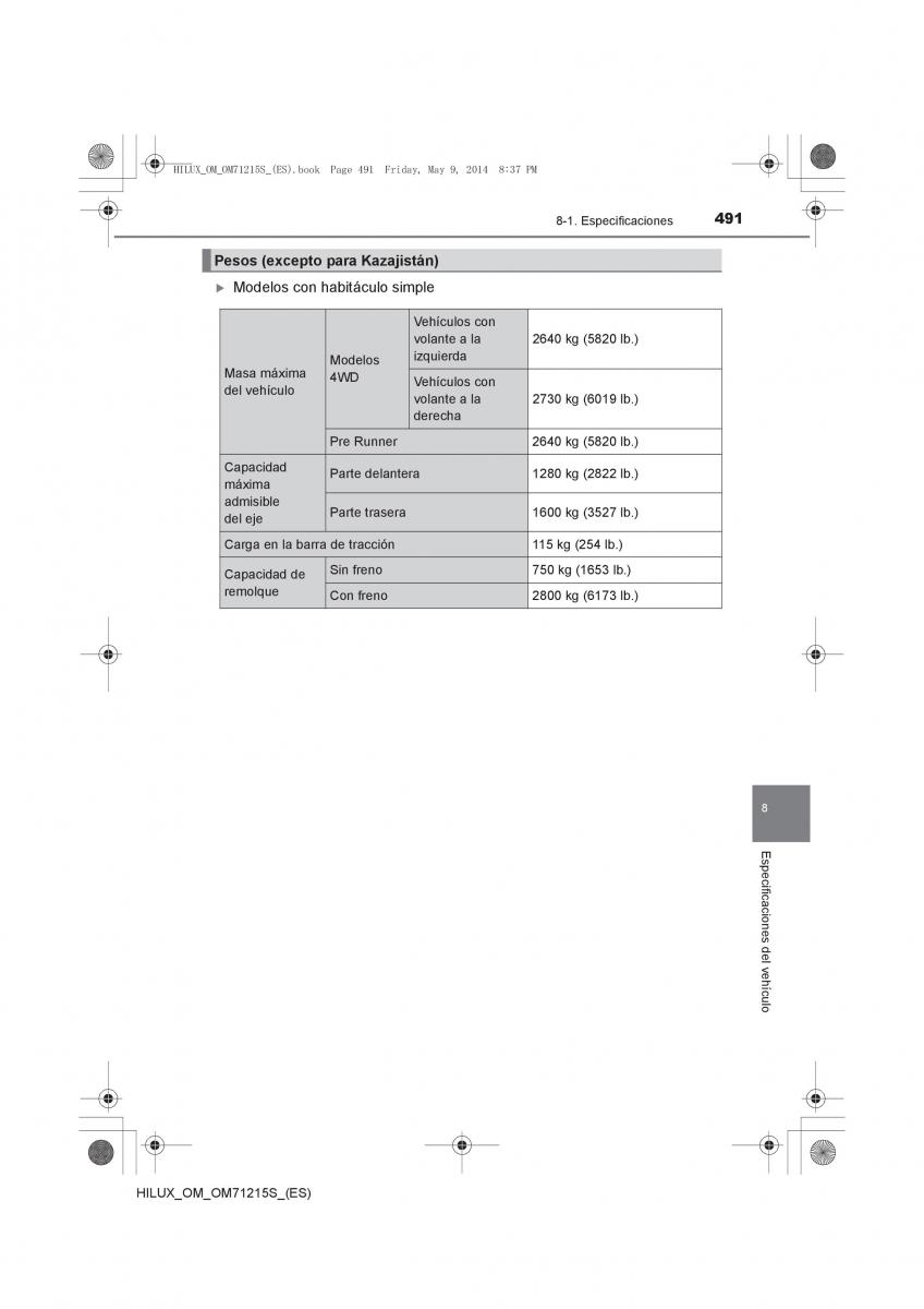 Toyota Hilux VII 7 manual del propietario / page 491
