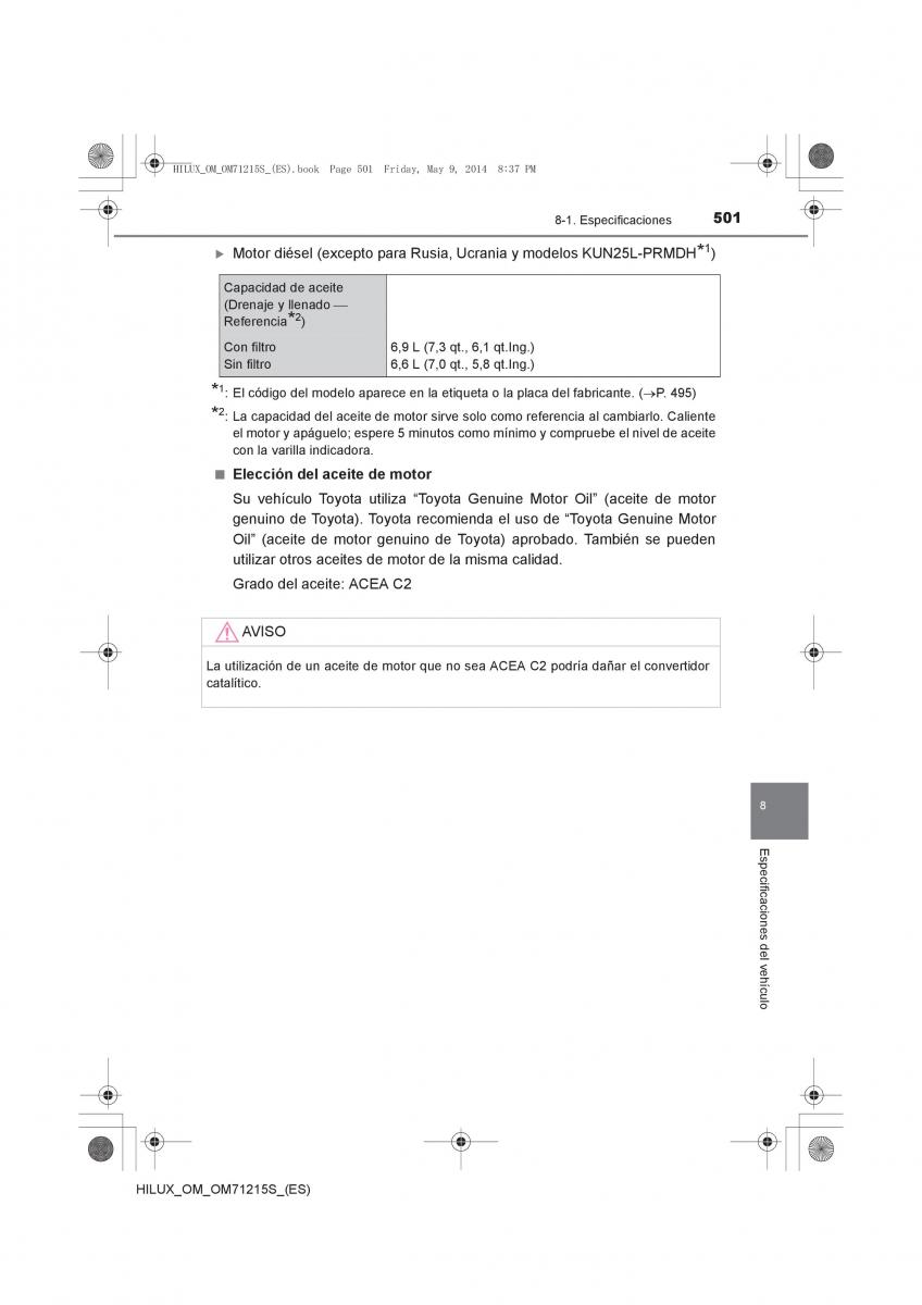 Toyota Hilux VII 7 manual del propietario / page 501