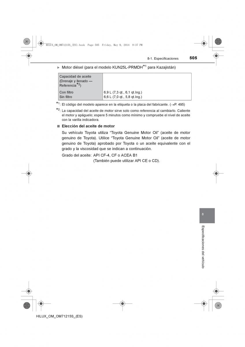 Toyota Hilux VII 7 manual del propietario / page 505