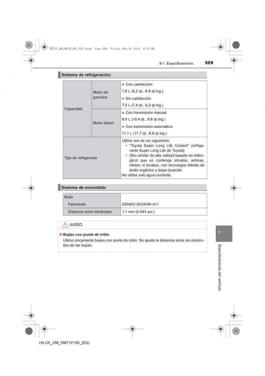 Toyota Hilux VII 7 manual del propietario / page 509