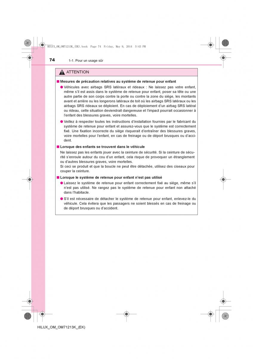 Toyota Hilux VII 7 manuel du proprietaire / page 74