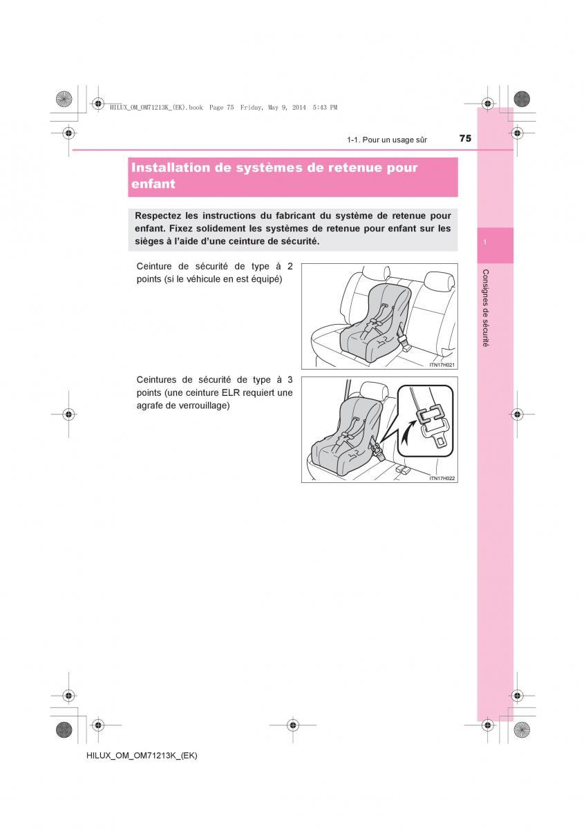 Toyota Hilux VII 7 manuel du proprietaire / page 75