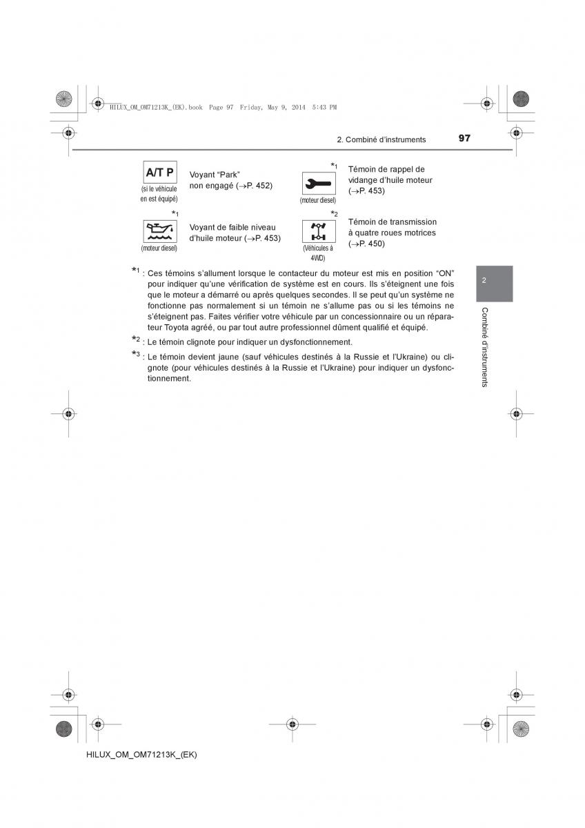 Toyota Hilux VII 7 manuel du proprietaire / page 97