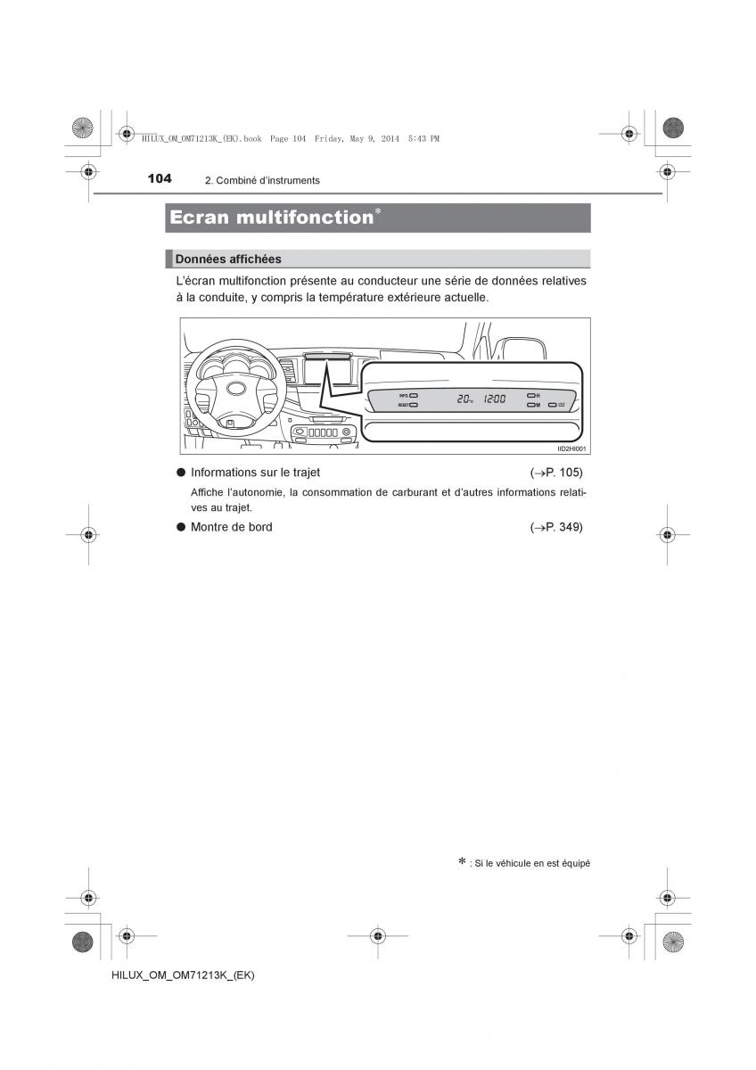 Toyota Hilux VII 7 manuel du proprietaire / page 104