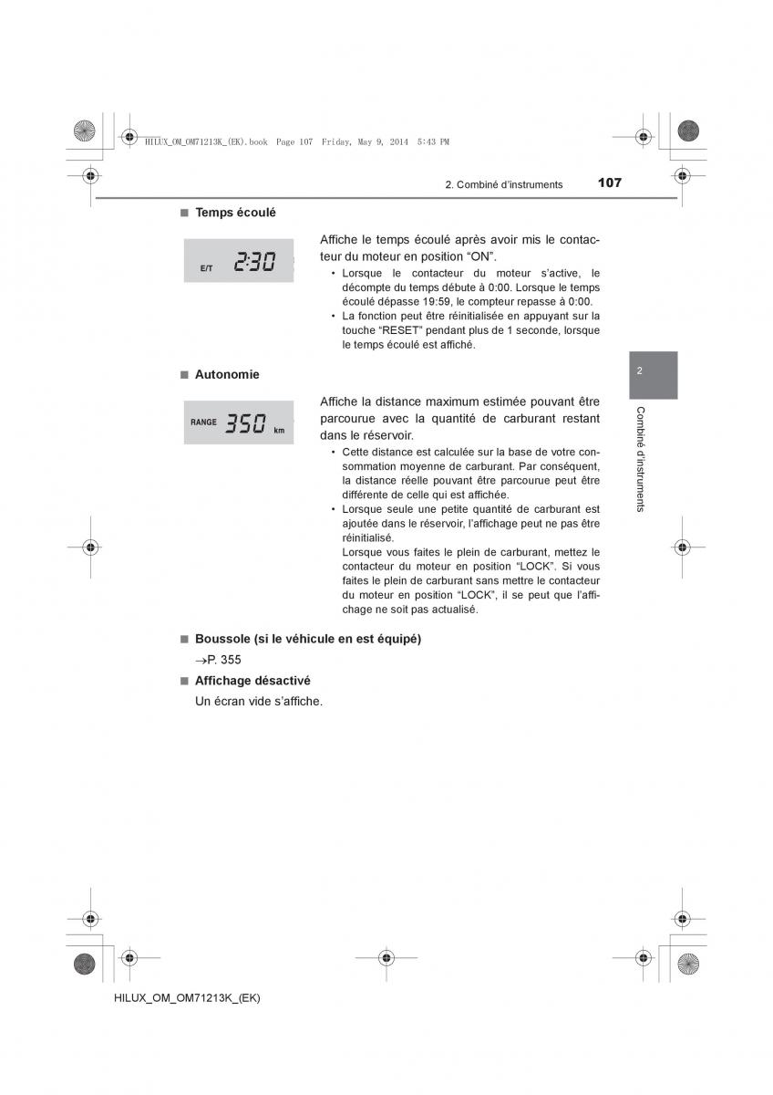 Toyota Hilux VII 7 manuel du proprietaire / page 107