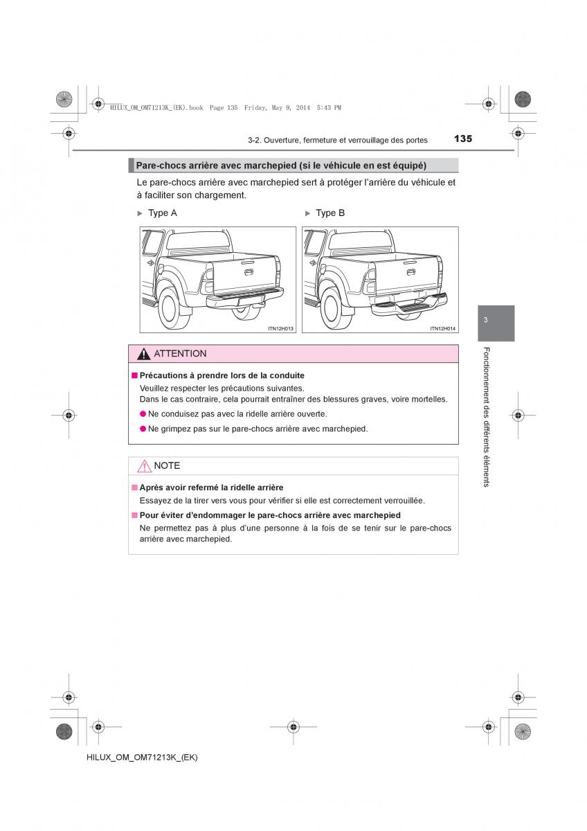 Toyota Hilux VII 7 manuel du proprietaire / page 135