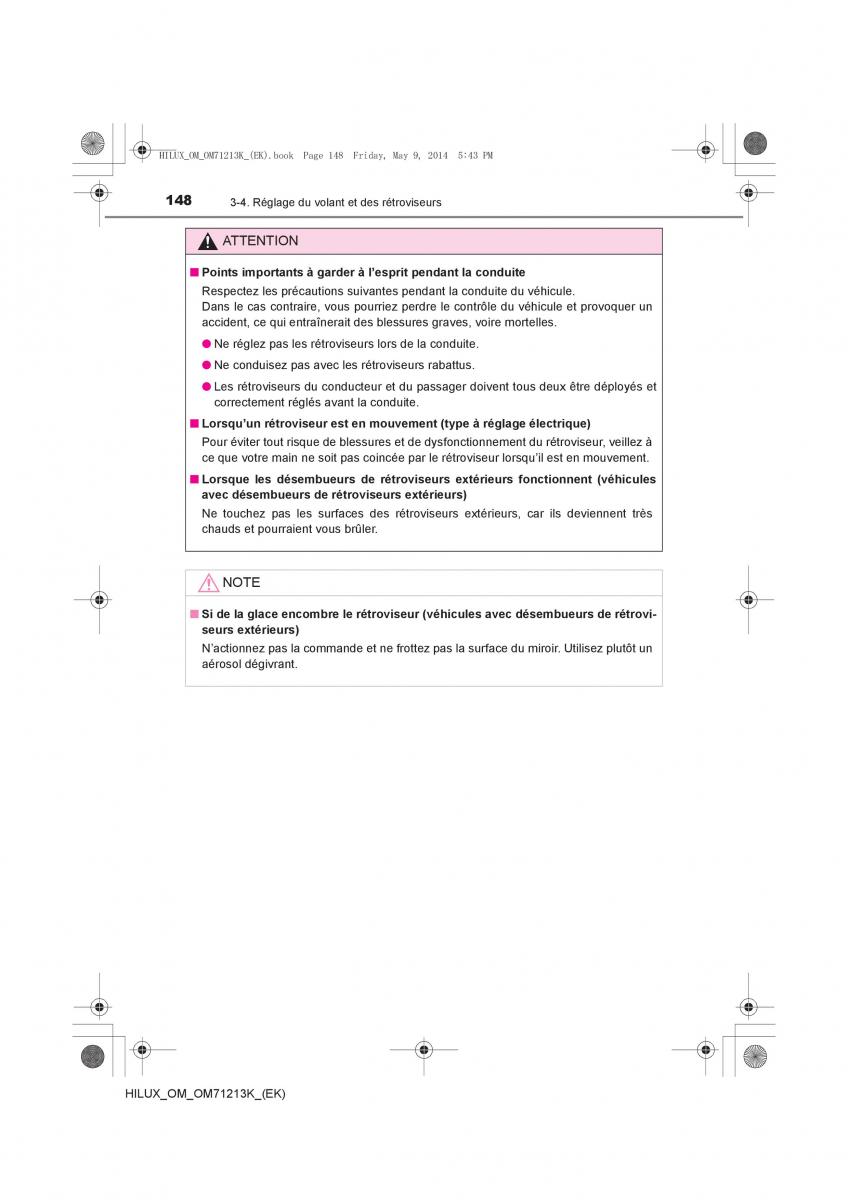 Toyota Hilux VII 7 manuel du proprietaire / page 148