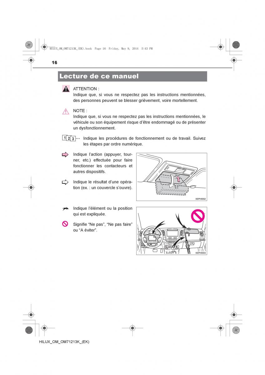 Toyota Hilux VII 7 manuel du proprietaire / page 16