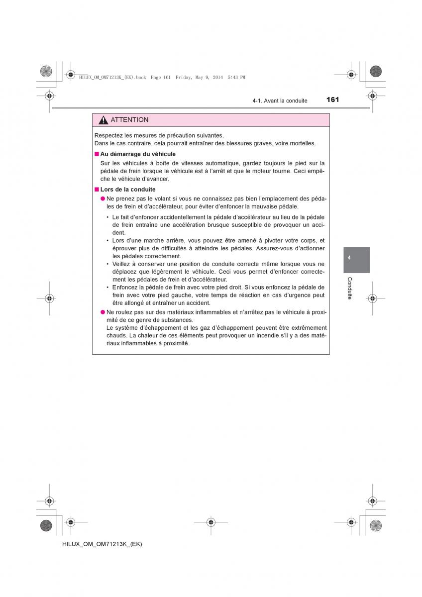 Toyota Hilux VII 7 manuel du proprietaire / page 161