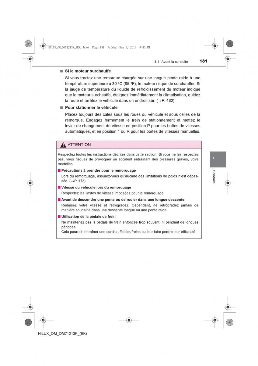 Toyota Hilux VII 7 manuel du proprietaire / page 181