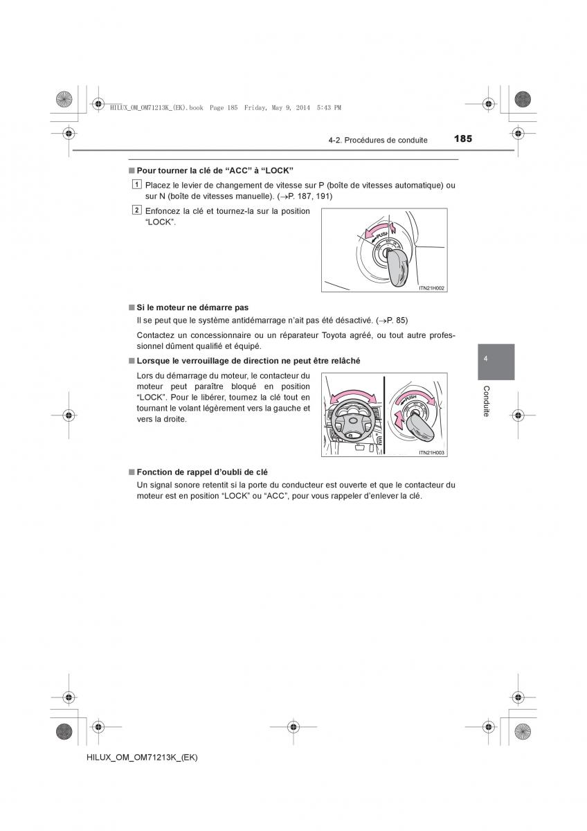 Toyota Hilux VII 7 manuel du proprietaire / page 185