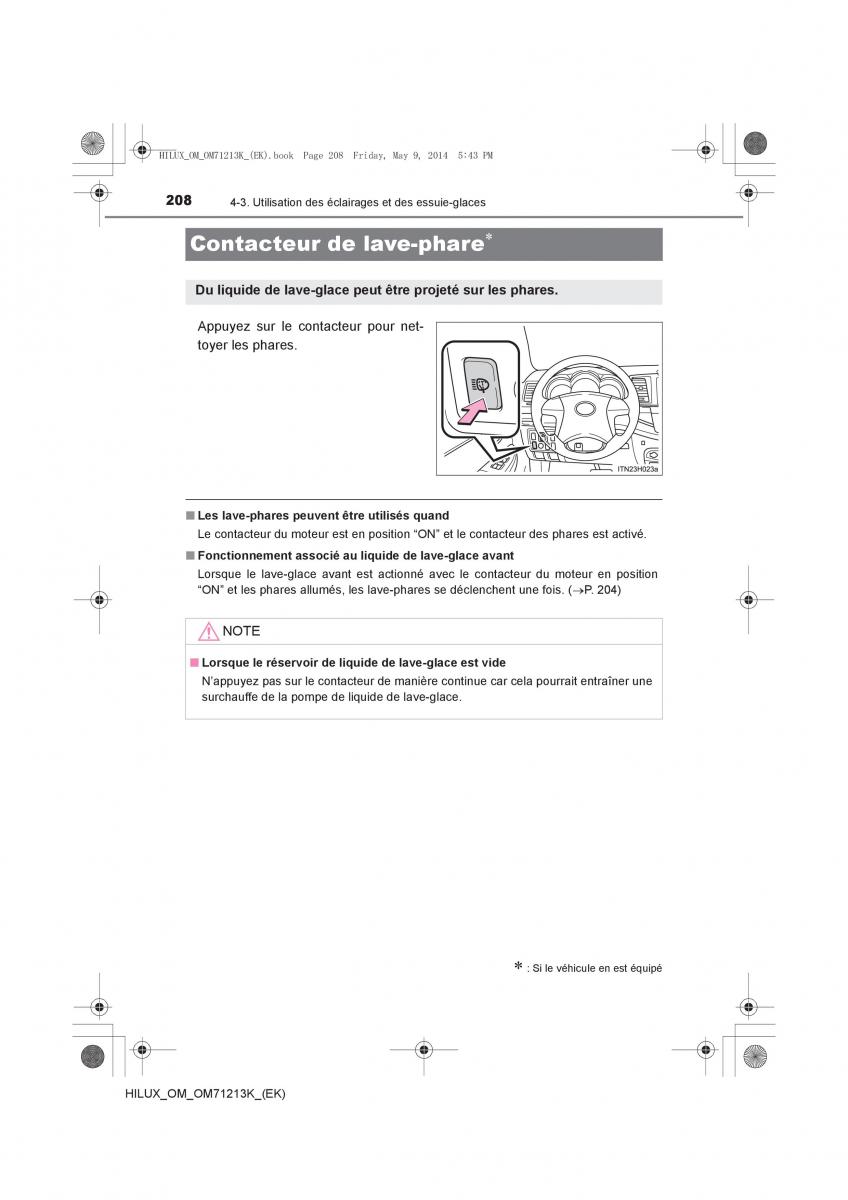 Toyota Hilux VII 7 manuel du proprietaire / page 208