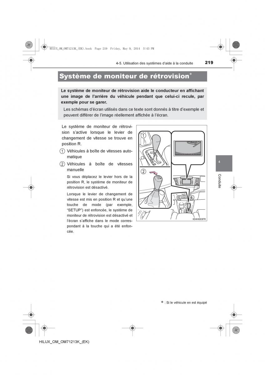 Toyota Hilux VII 7 manuel du proprietaire / page 219