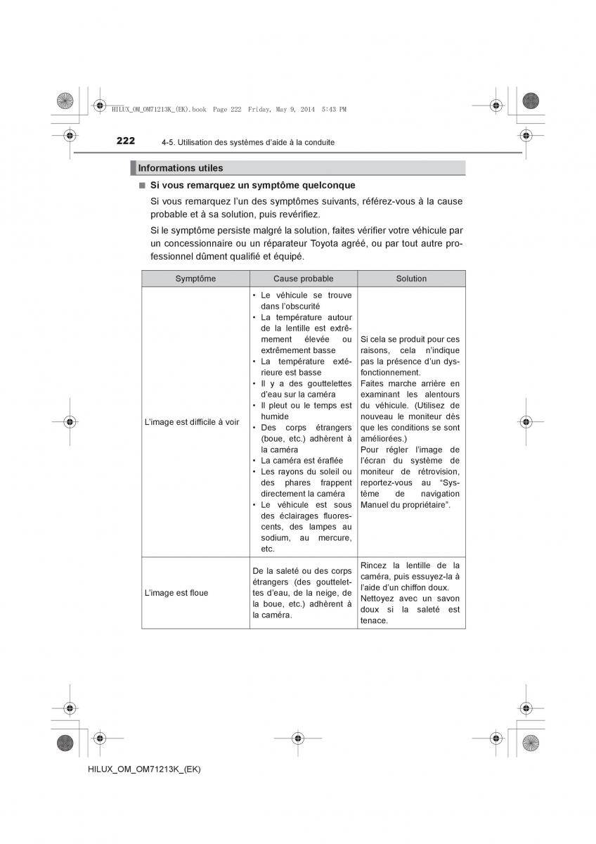 Toyota Hilux VII 7 manuel du proprietaire / page 222