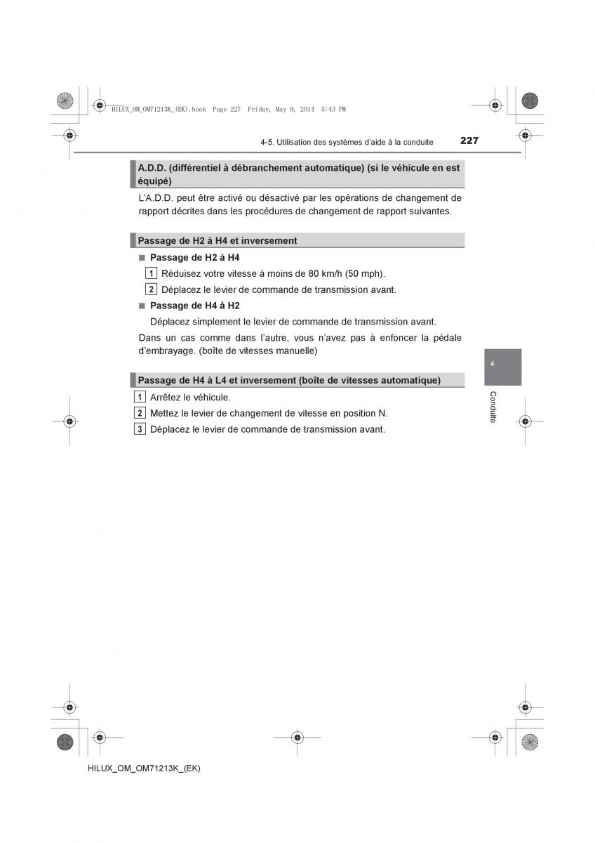 Toyota Hilux VII 7 manuel du proprietaire / page 227