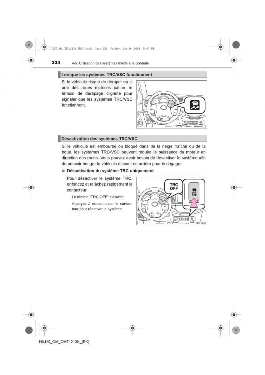 Toyota Hilux VII 7 manuel du proprietaire / page 234