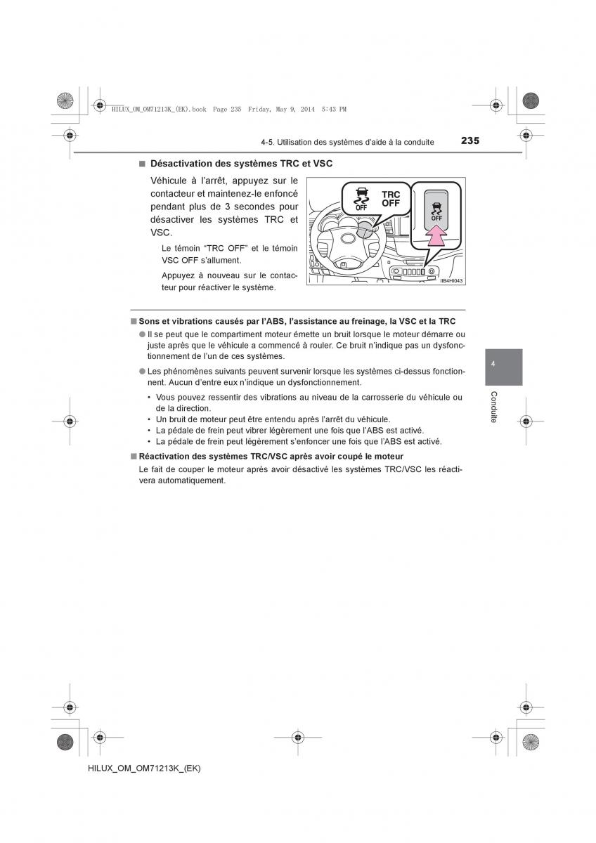 Toyota Hilux VII 7 manuel du proprietaire / page 235