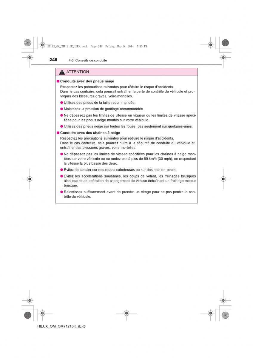 Toyota Hilux VII 7 manuel du proprietaire / page 246