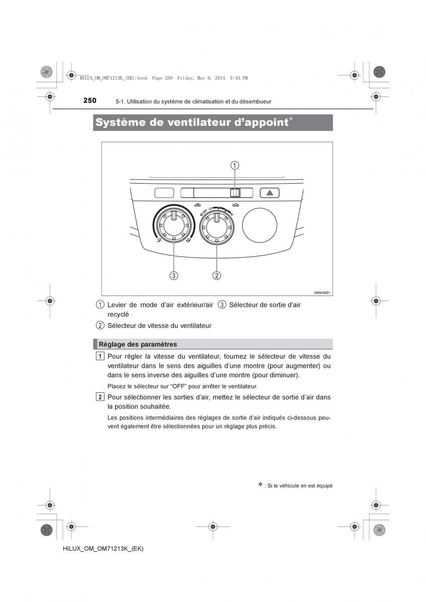 Toyota Hilux VII 7 manuel du proprietaire / page 250