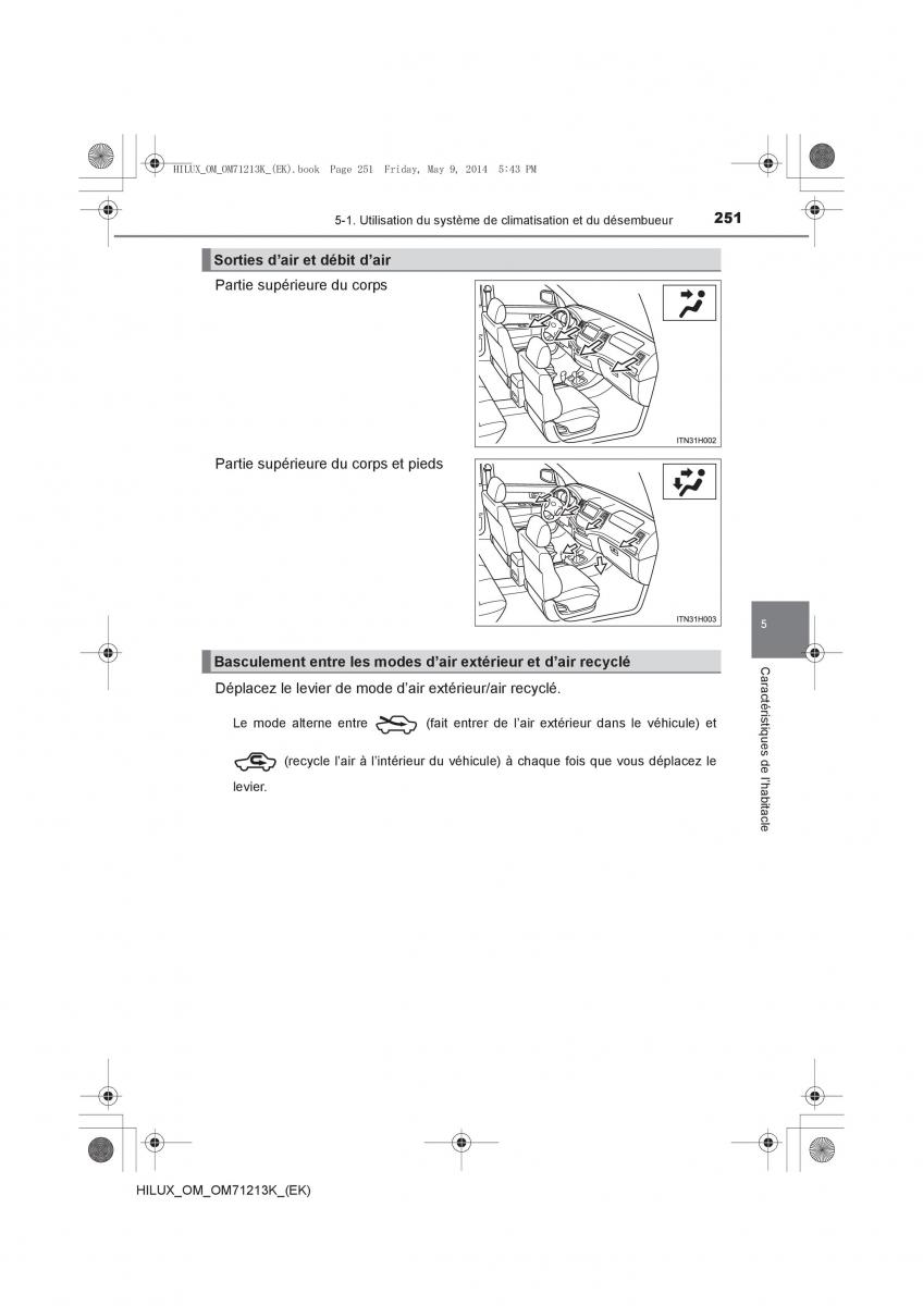 Toyota Hilux VII 7 manuel du proprietaire / page 251