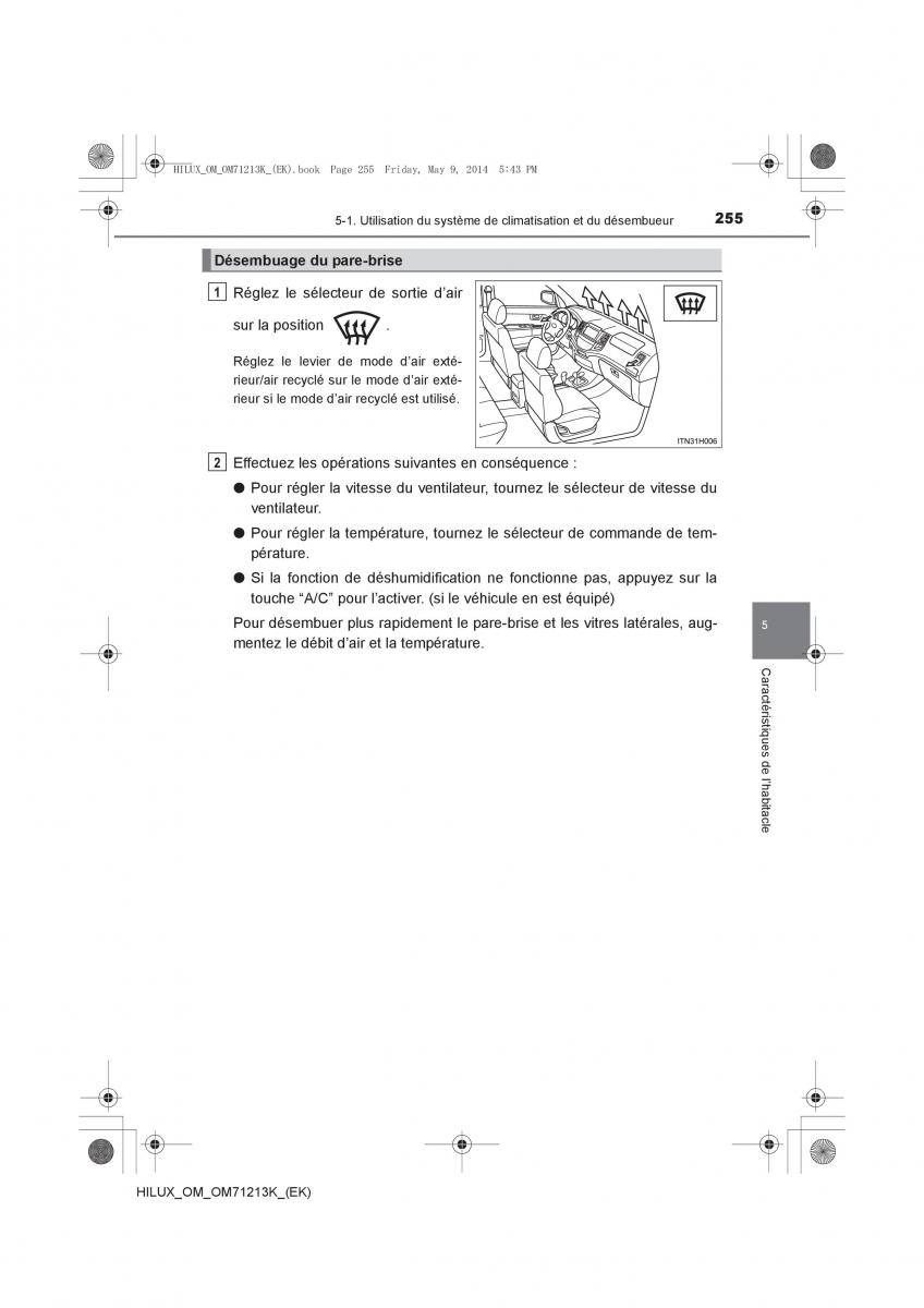 Toyota Hilux VII 7 manuel du proprietaire / page 255