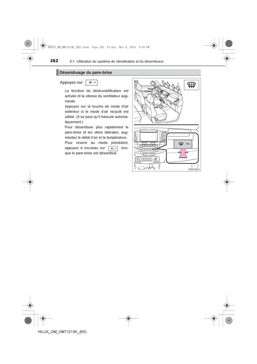 Toyota Hilux VII 7 manuel du proprietaire / page 262