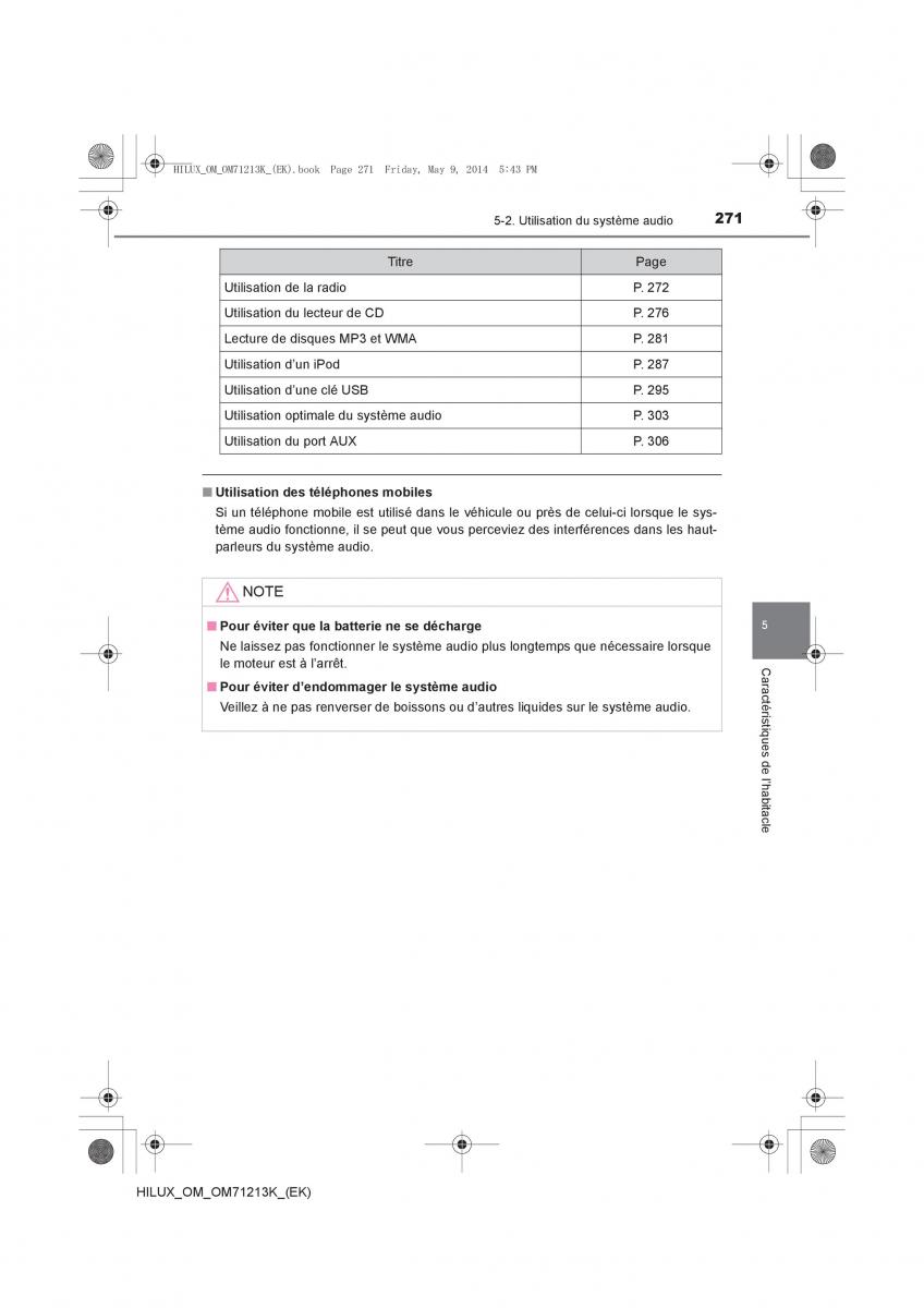 Toyota Hilux VII 7 manuel du proprietaire / page 271