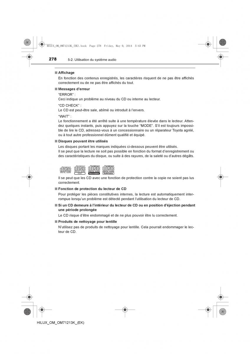 Toyota Hilux VII 7 manuel du proprietaire / page 278