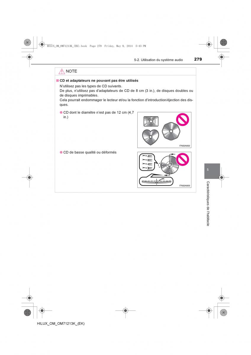 Toyota Hilux VII 7 manuel du proprietaire / page 279