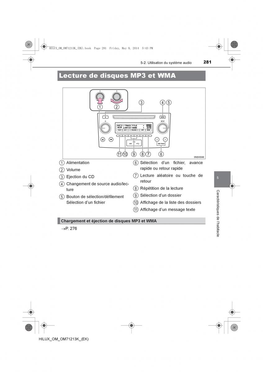 Toyota Hilux VII 7 manuel du proprietaire / page 281