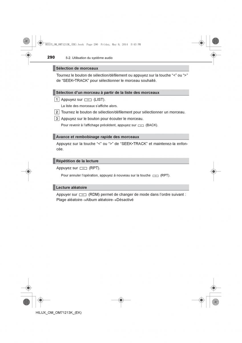 Toyota Hilux VII 7 manuel du proprietaire / page 290