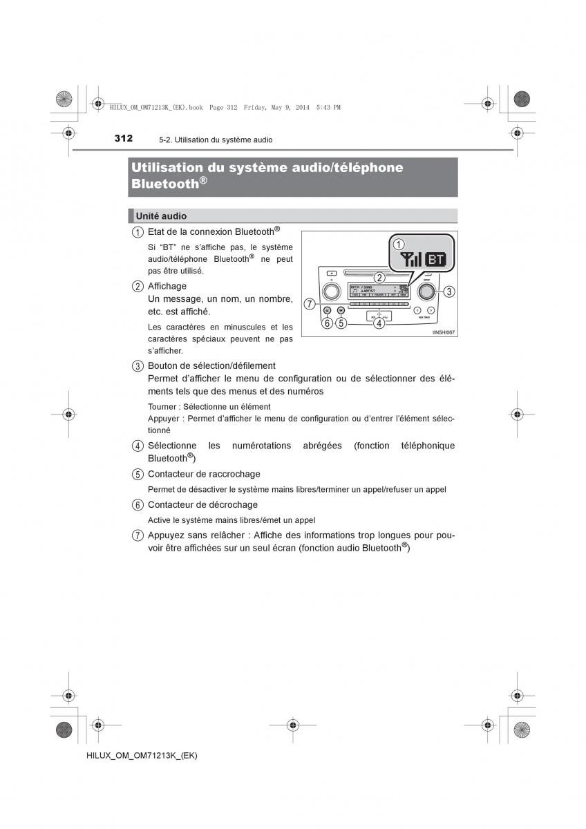 Toyota Hilux VII 7 manuel du proprietaire / page 312