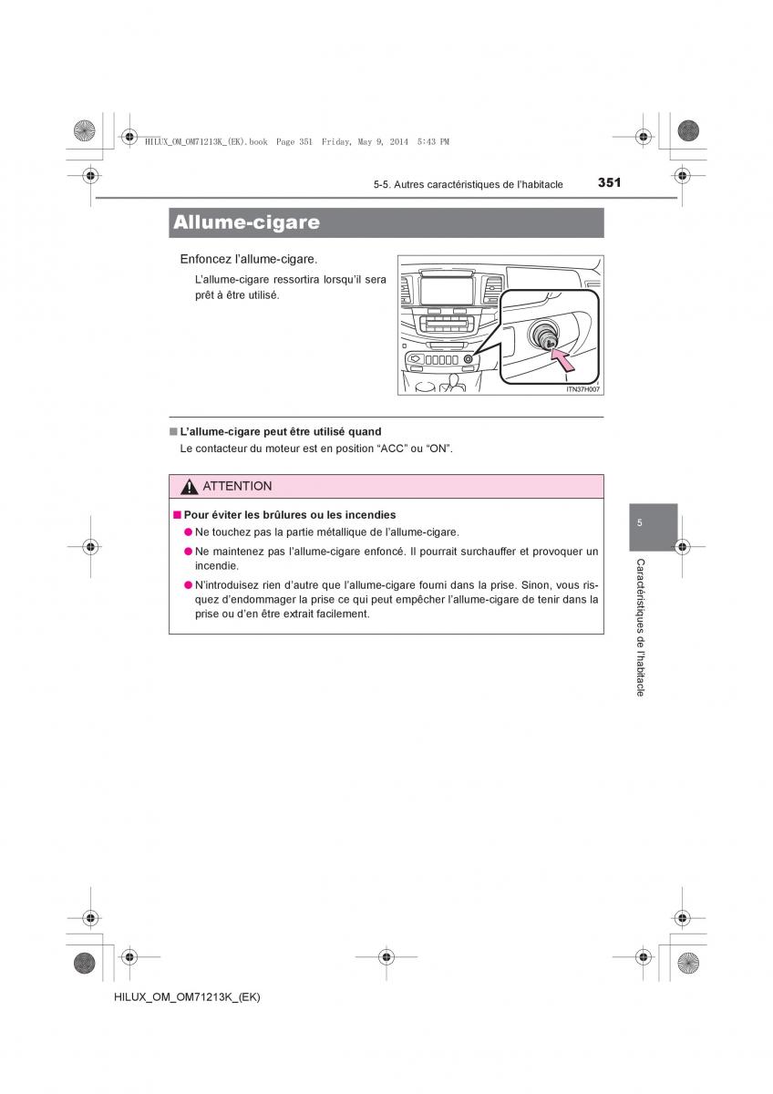 Toyota Hilux VII 7 manuel du proprietaire / page 351